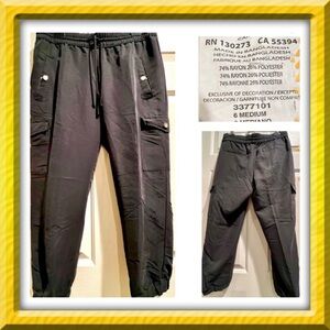 No brand pants black cargo joggers -elastic drawstring waist - size 6 med BOGO